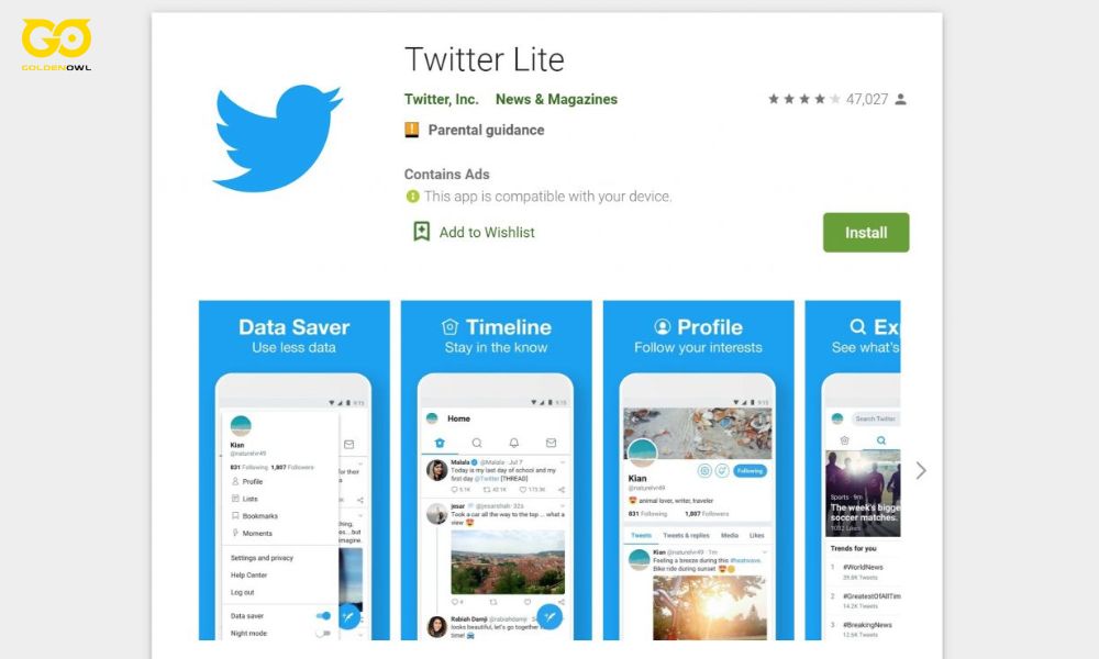 Twitter Lite - progressive web app examples
