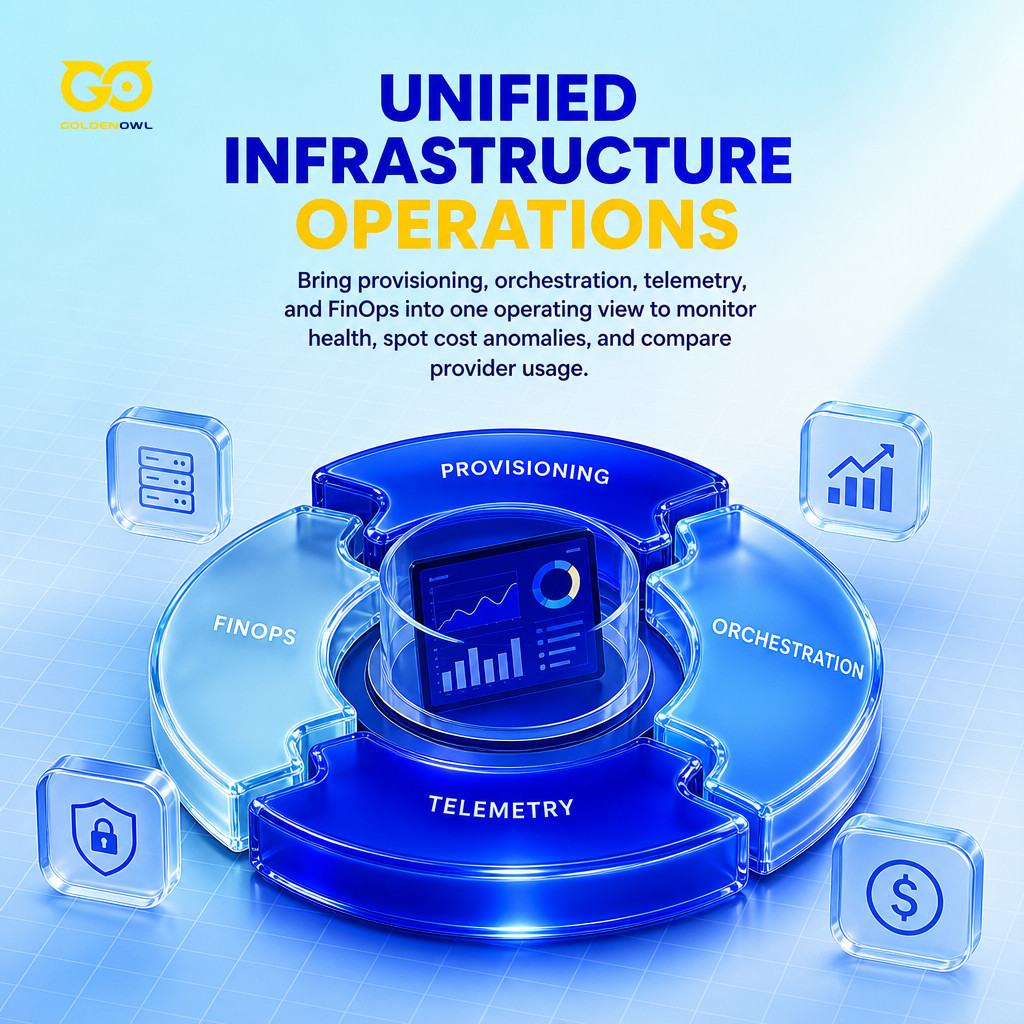 Four infrastructure operations functions connected in one monitoring view