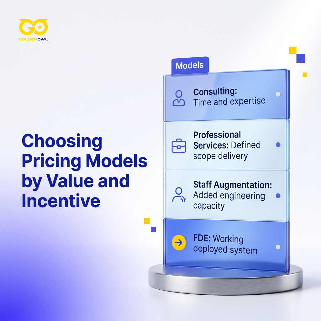 A list detailing how different engagement pricing structures align vendor incentives with delivery objectives.