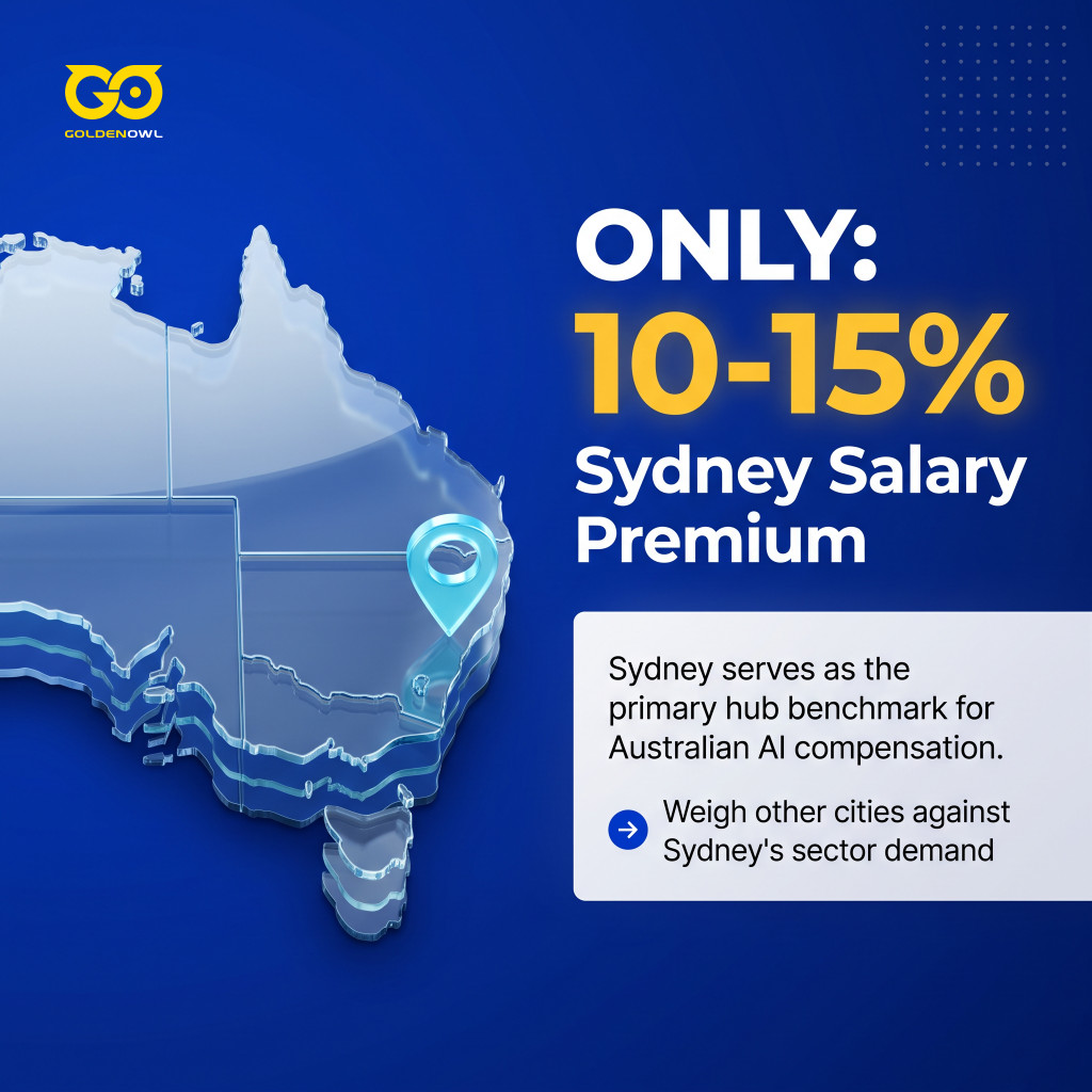 Graphic comparing Australian AI solution architect base salary ranges by city.