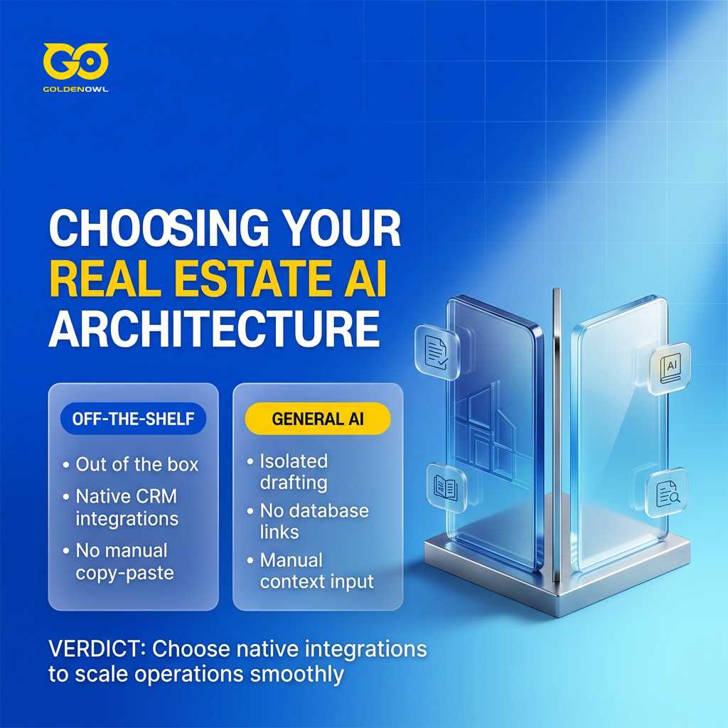 Comparison graphic comparing off-the-shelf real estate software versus general AI models