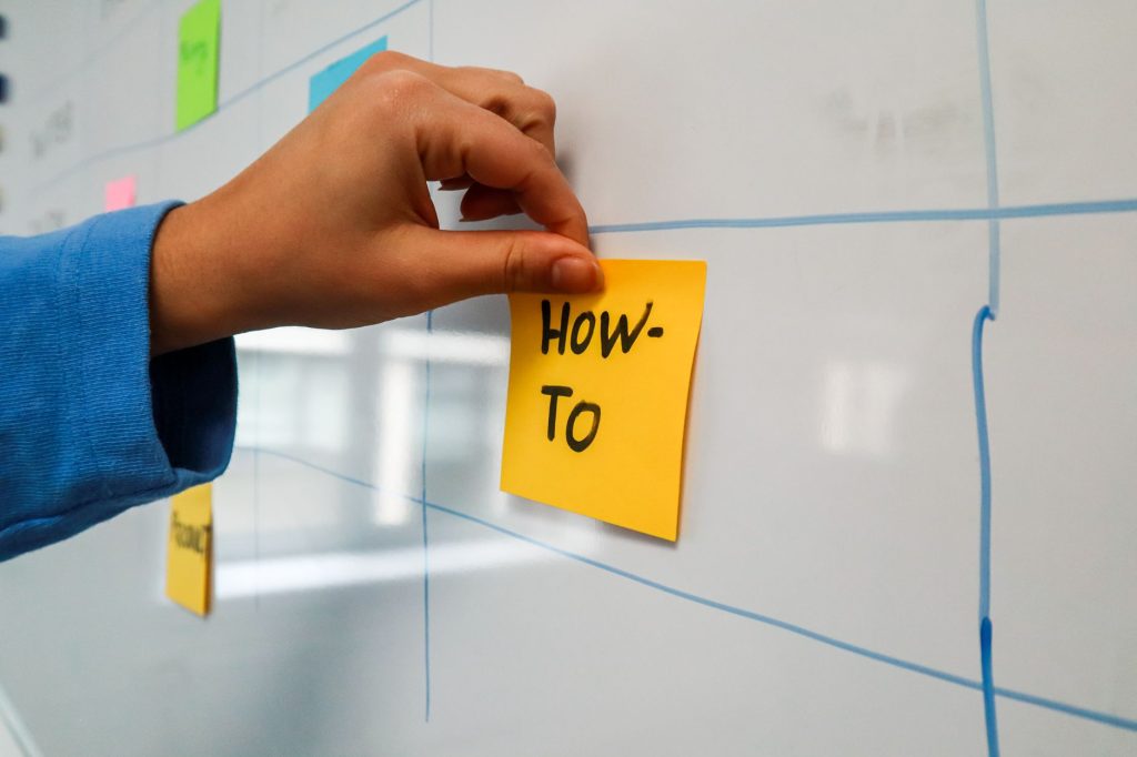 Colleagues map a task from its trigger through its steps to a clear stopping point.